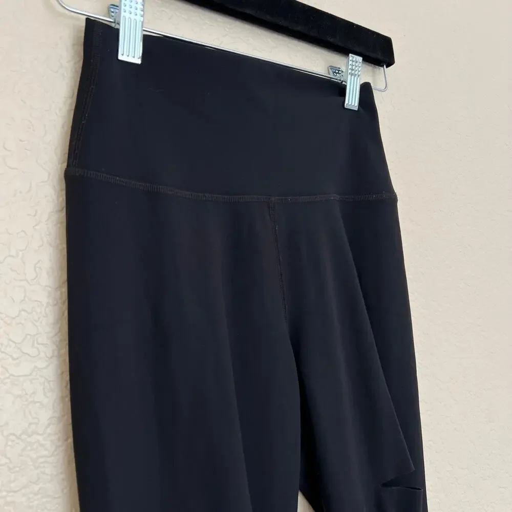 Alo Yoga Ripped Warrior Leggings, Black, Airbrush Knit, High Waist Laser-Cut Fit